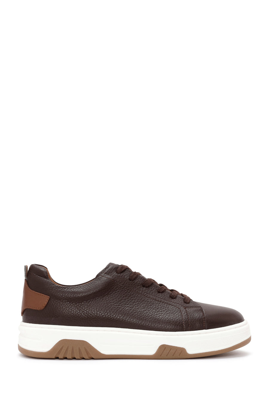 Erkek Kahverengi Bağcıklı Kalın Tabanlı Deri Sneaker 25WFD6885FT | Derimod