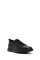 Erkek Siyah Bağcıklı Deri Sneaker | Derimod