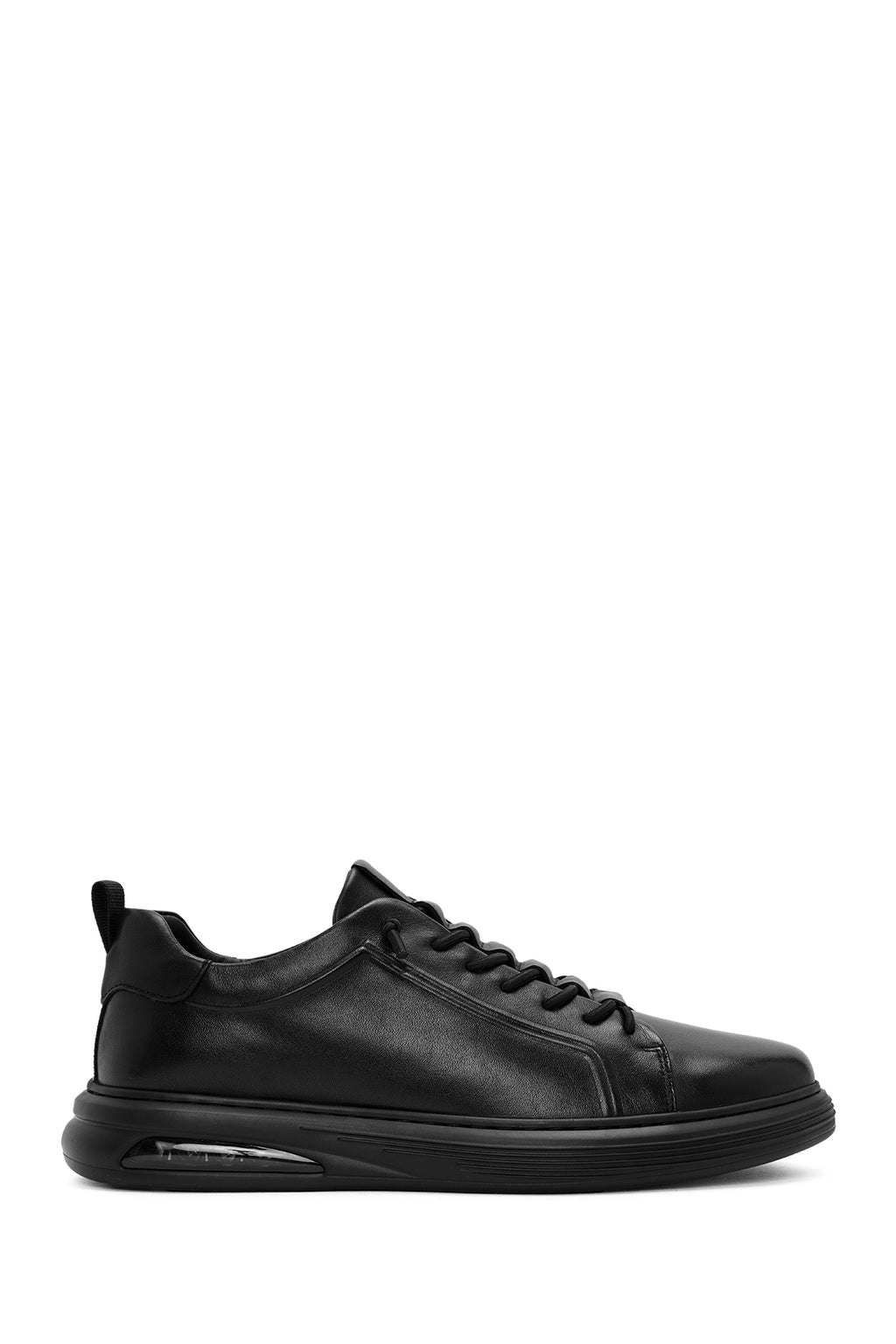 Erkek Siyah Bağcıklı Deri Sneaker