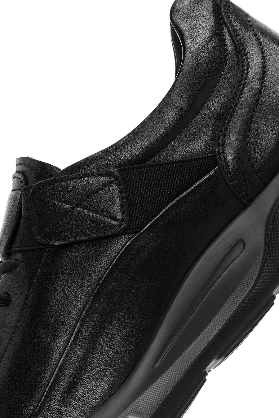 Erkek Siyah Bağcıklı Deri Casual Sneaker