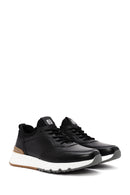 Erkek Siyah Bağcıklı Kalın Tabanlı Deri Casual Sneaker | Derimod