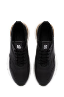 Erkek Siyah Bağcıklı Kalın Tabanlı Deri Casual Sneaker | Derimod