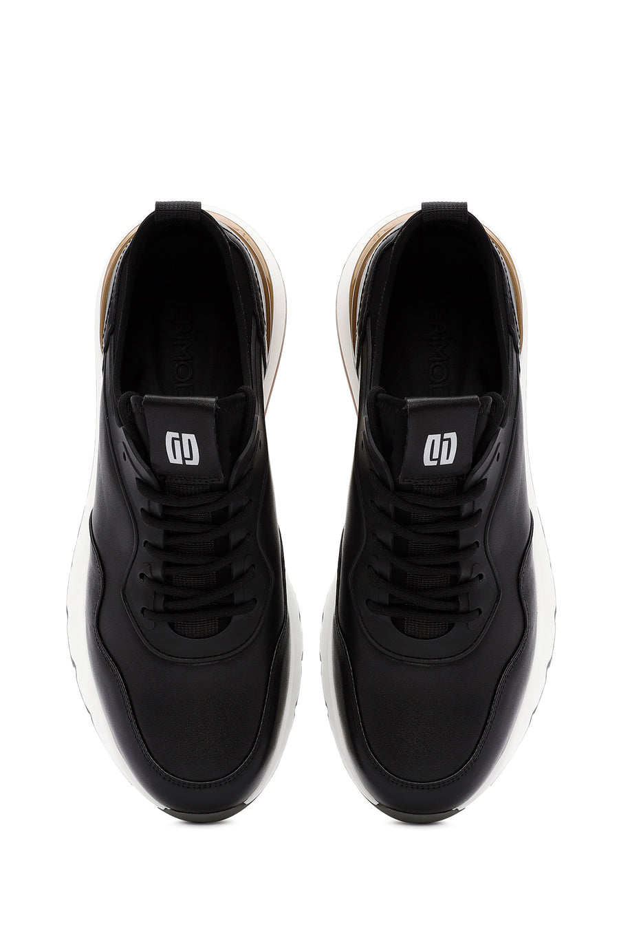 Erkek Siyah Bağcıklı Kalın Tabanlı Deri Casual Sneaker