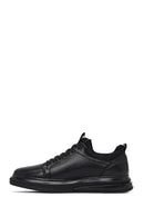 Erkek Siyah Bağcıklı Deri Sneaker | Derimod