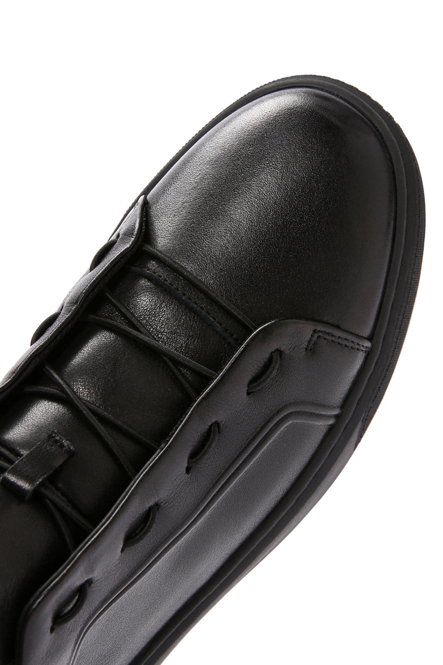 Erkek Siyah Bağcıklı Deri Sneaker