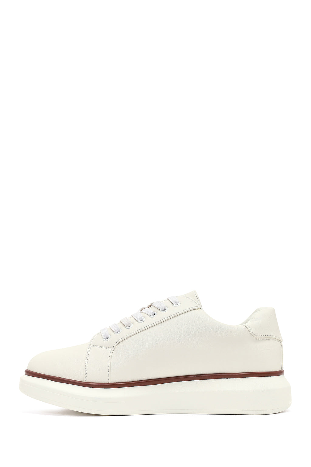 Erkek Beyaz Bağcıklı Kalın Tabanlı Sneaker