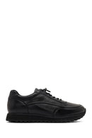 Men's Black Lace-Up Thick-Soled Leather Casual Sneaker | Derimod