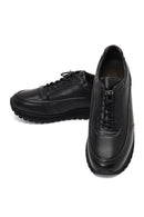 Men's Black Lace-Up Thick-Soled Leather Casual Sneaker | Derimod