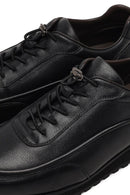 Men's Black Lace-Up Thick-Soled Leather Casual Sneaker | Derimod