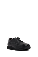Men's Black Lace-Up Thick-Soled Leather Casual Sneaker | Derimod