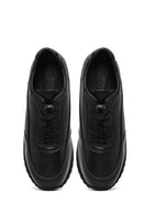 Men's Black Lace-Up Thick-Soled Leather Casual Sneaker | Derimod