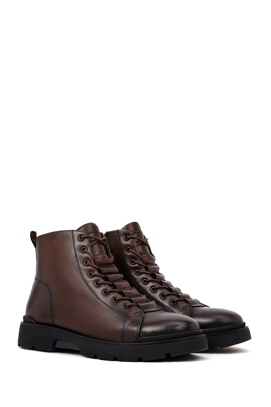 Men's Brown Zipper Leather Casual Boot