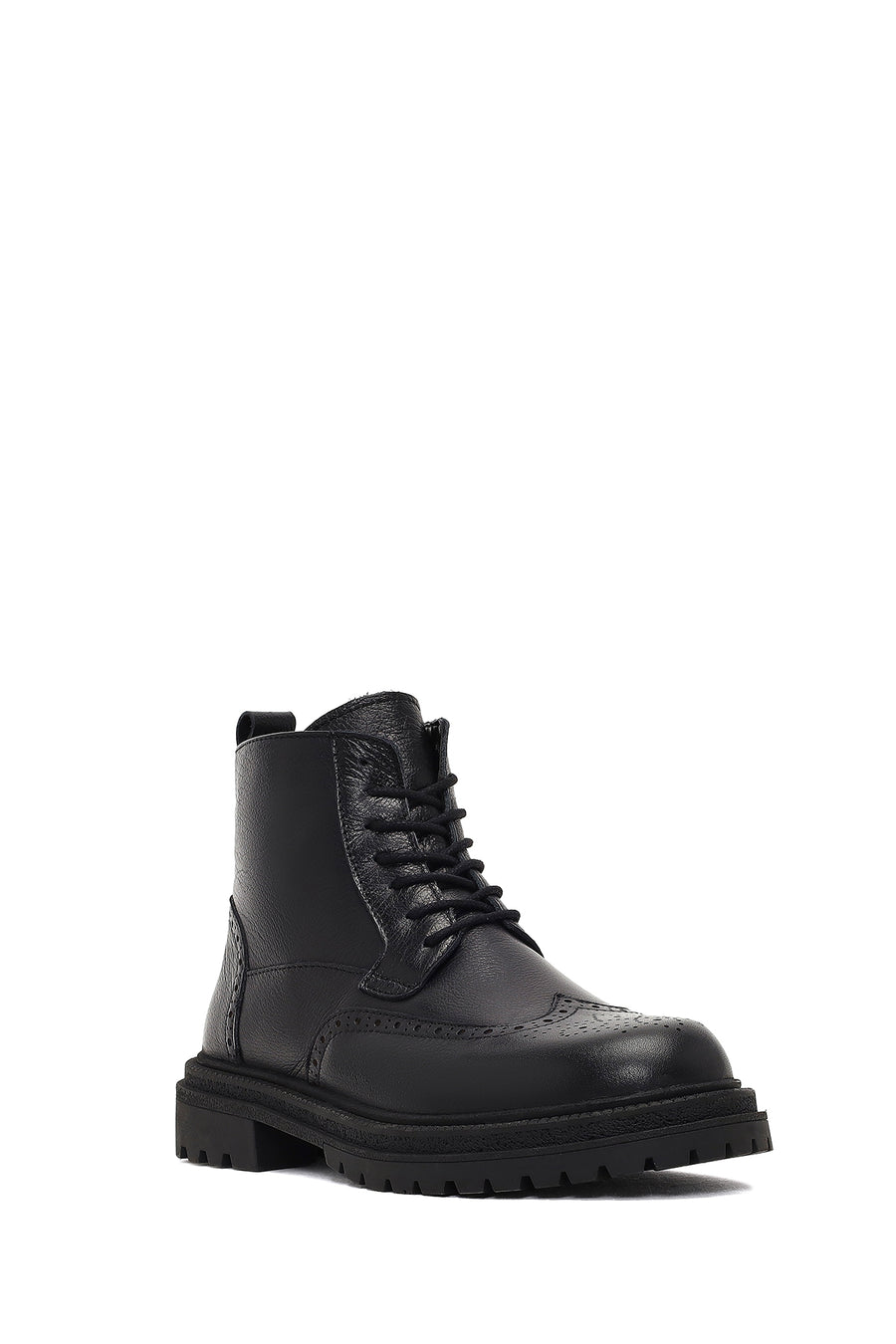 Men's Black Zippered Leather Boots