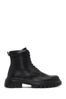 Men's Black Lace-Up Zipper Leather Casual Boot | Derimod