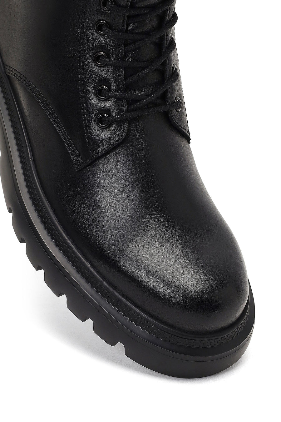 Men's Black Lace-Up Zipper Leather Casual Boot