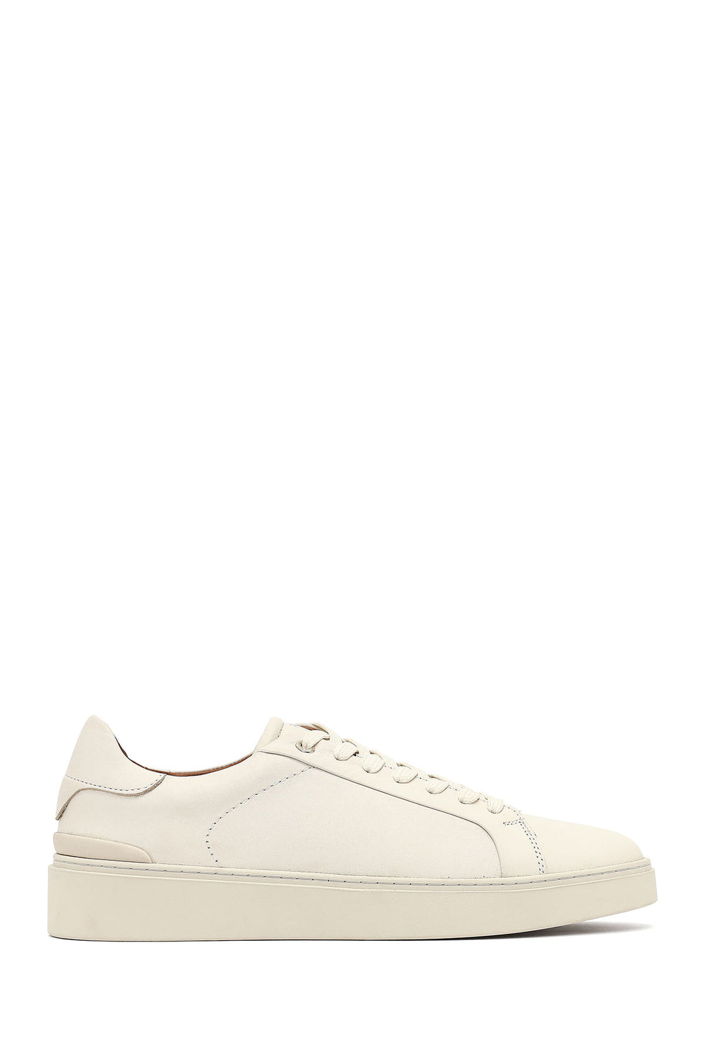 Erkek Beyaz Bağcıklı Deri Sneaker