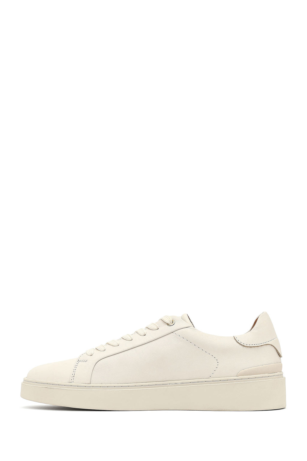 Erkek Beyaz Bağcıklı Deri Sneaker