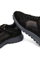 Erkek Siyah Bağcıklı Deri Sneaker | Derimod