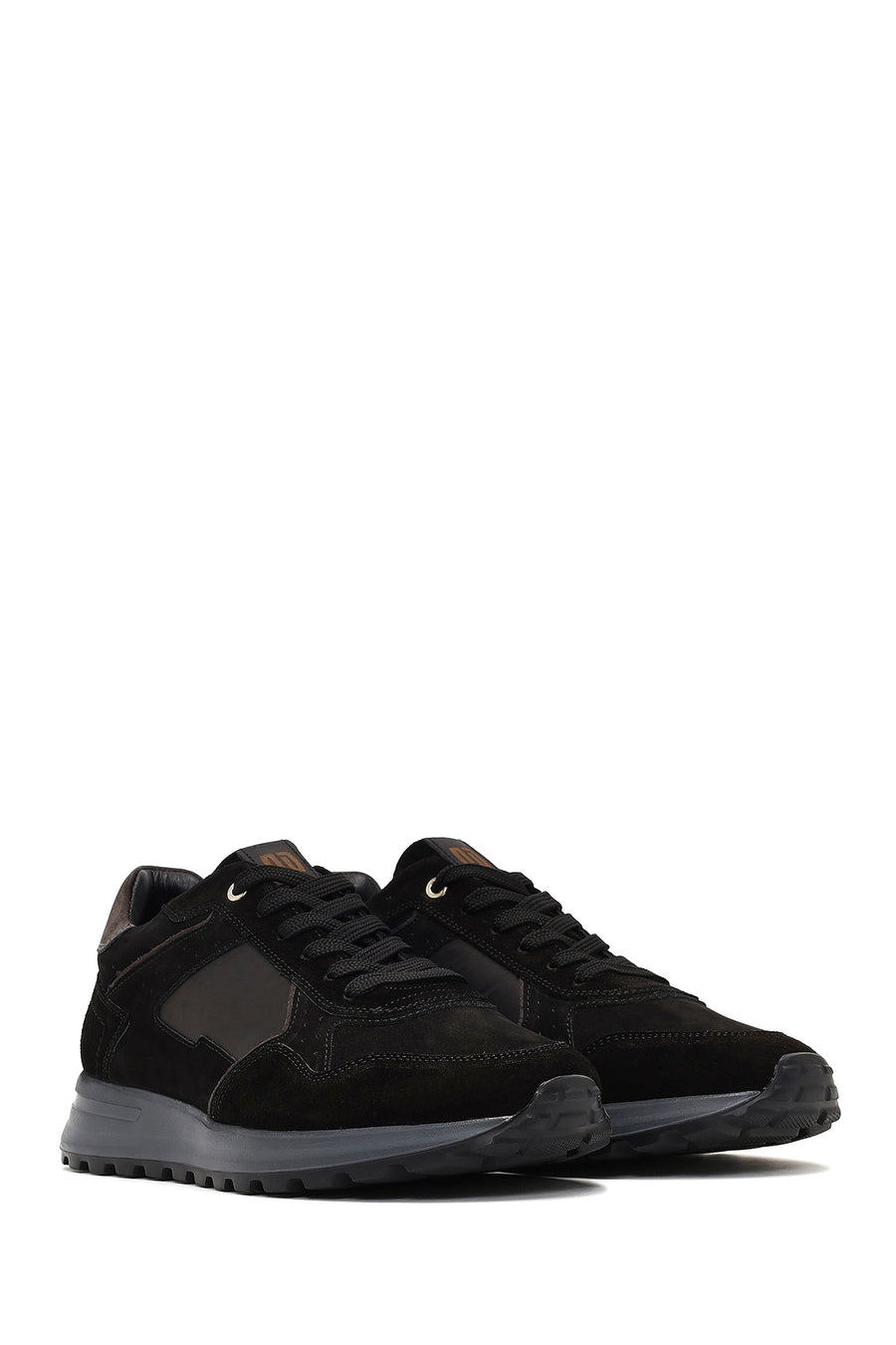 Erkek Siyah Bağcıklı Deri Sneaker