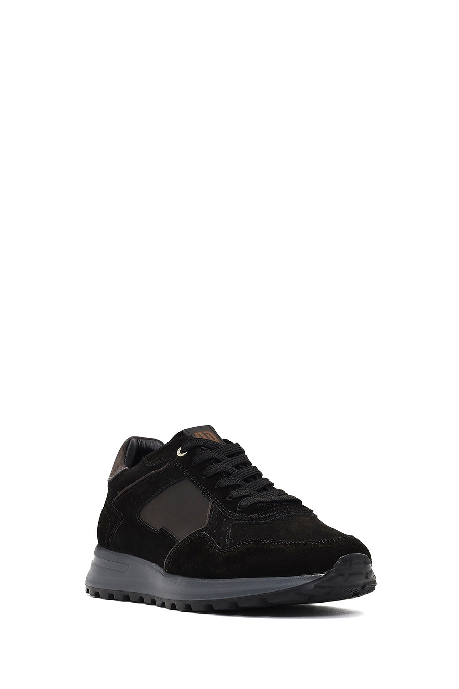 Erkek Siyah Bağcıklı Deri Sneaker