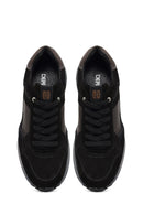 Erkek Siyah Bağcıklı Deri Sneaker | Derimod