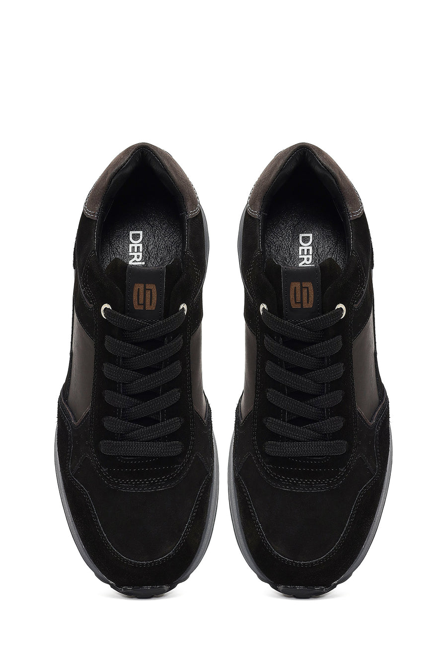 Erkek Siyah Bağcıklı Deri Sneaker