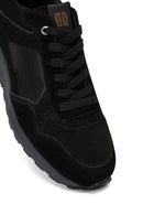Erkek Siyah Bağcıklı Deri Sneaker | Derimod