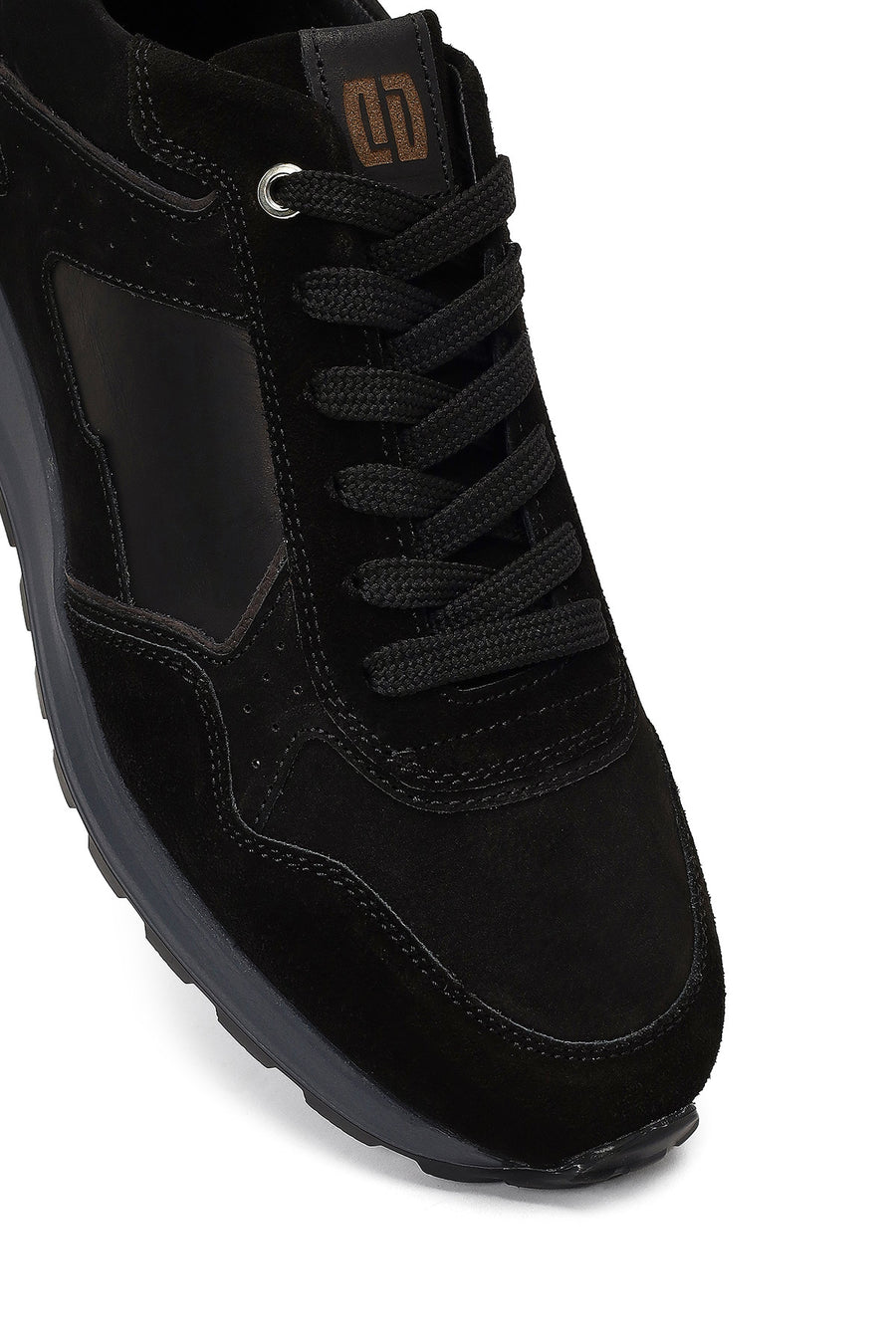 Erkek Siyah Bağcıklı Deri Sneaker