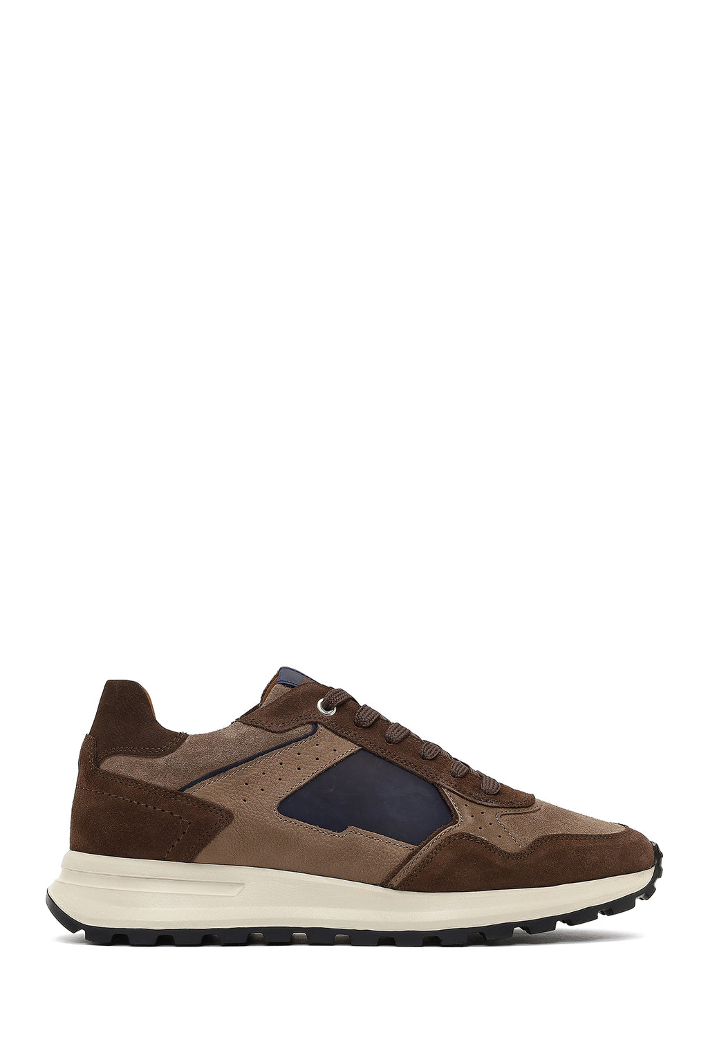 Erkek Kahverengi Bağcıklı Deri Sneaker