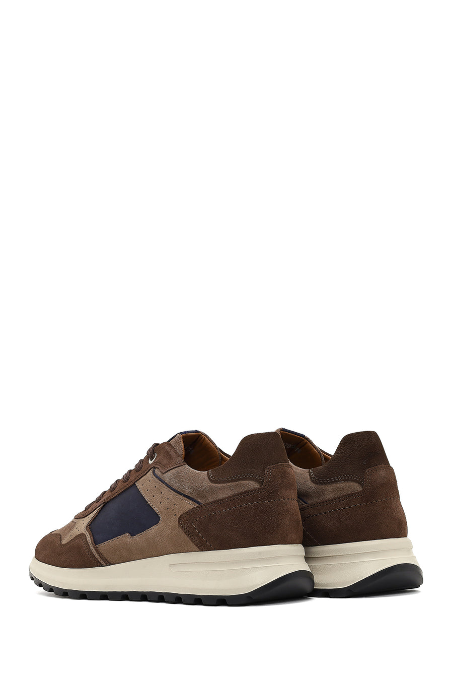 Erkek Kahverengi Bağcıklı Deri Sneaker