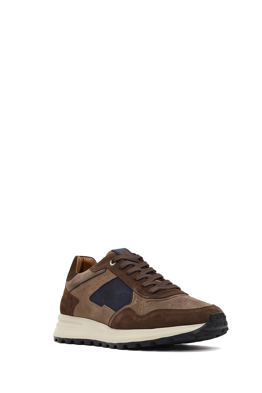 Erkek Kahverengi Bağcıklı Deri Sneaker