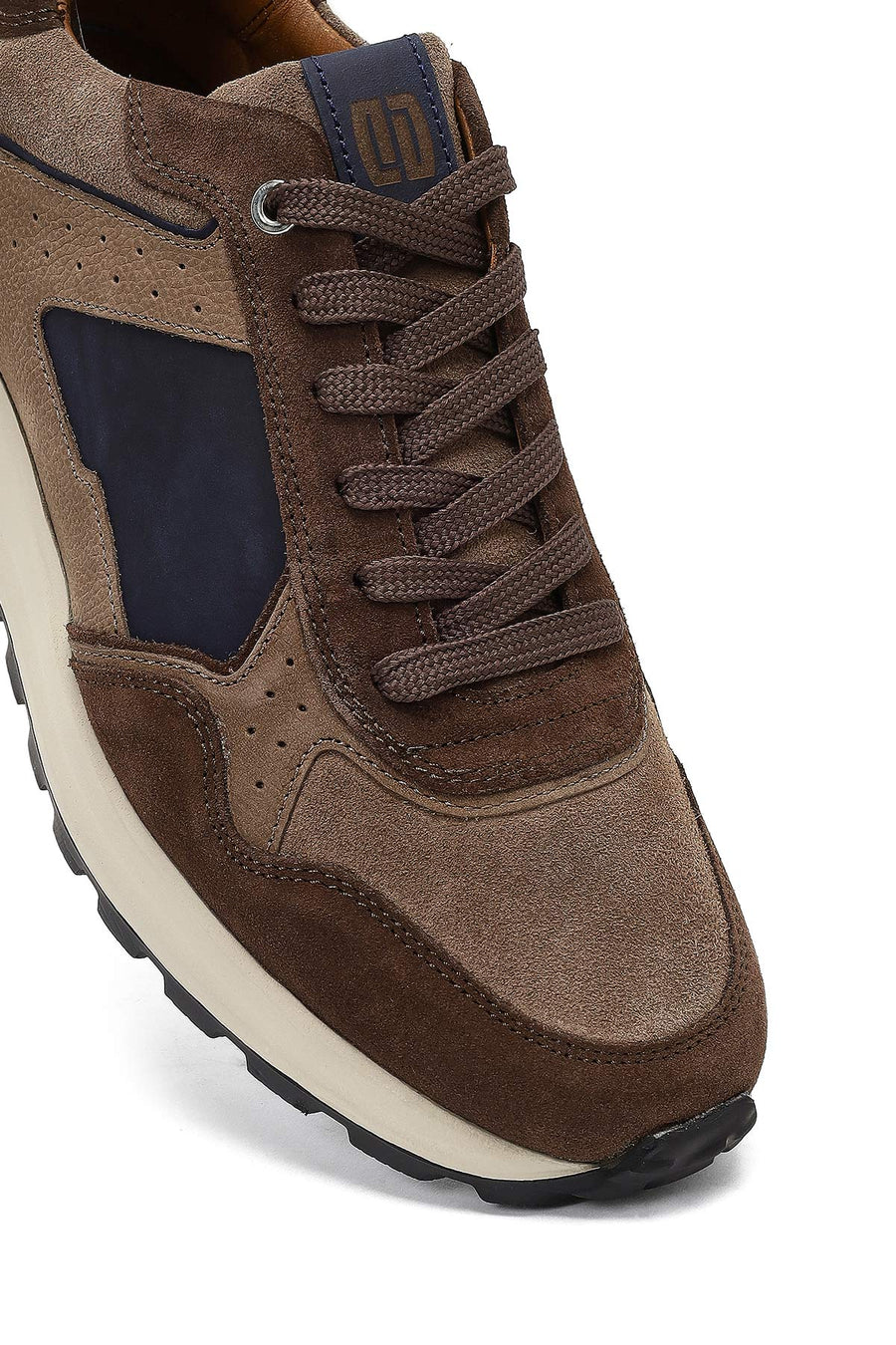 Erkek Kahverengi Bağcıklı Deri Sneaker