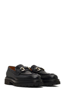 Men's Black Buckled Thick-Soled Leather Loafer | Derimod