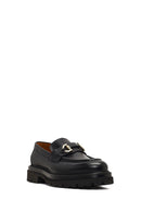 Men's Black Buckled Thick-Soled Leather Loafer | Derimod