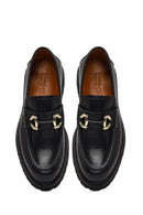 Men's Black Buckled Thick-Soled Leather Loafer | Derimod