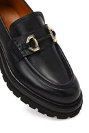 Men's Black Buckled Thick-Soled Leather Loafer | Derimod