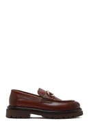 Men's Brown Buckled Thick-Soled Leather Loafer | Derimod