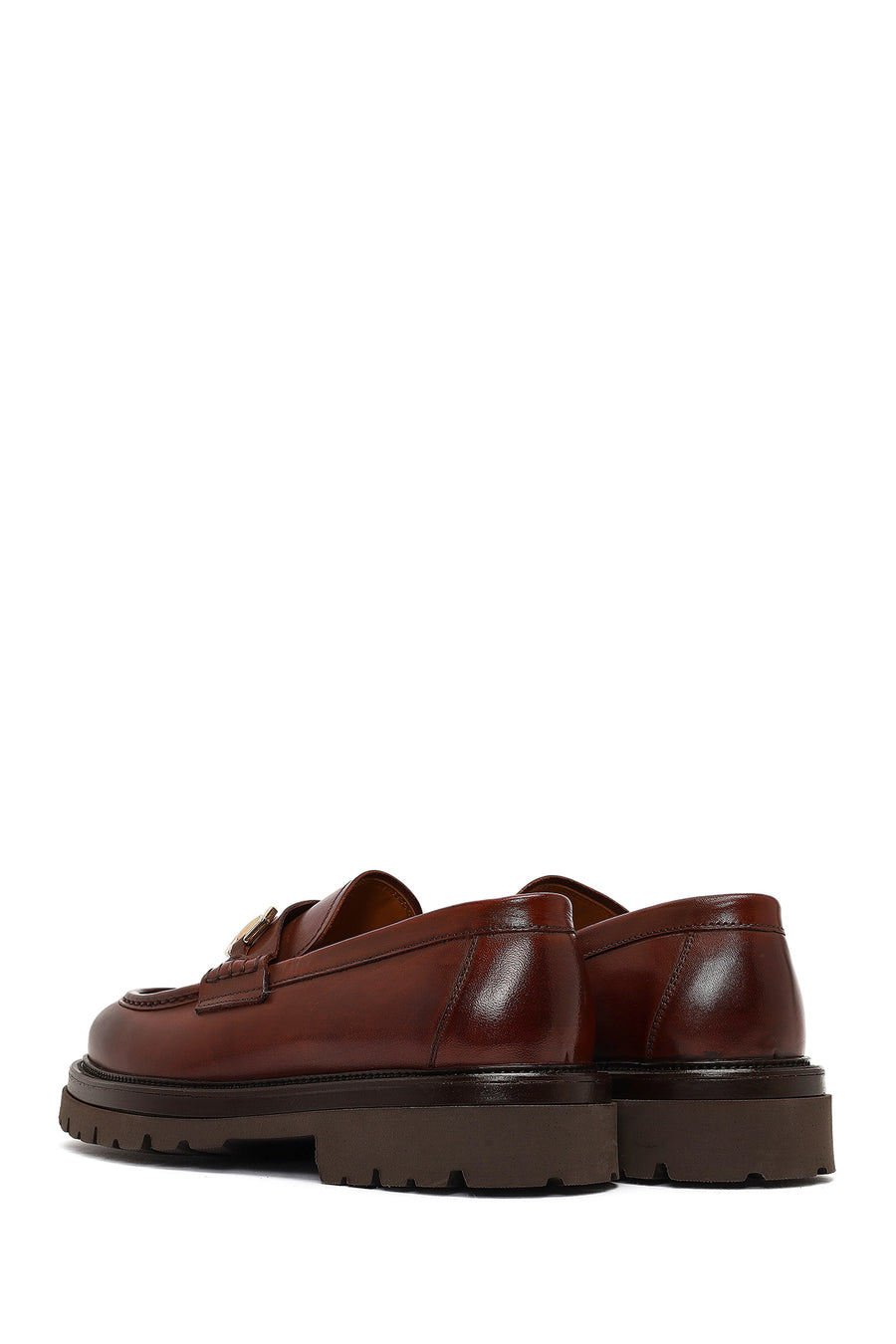 Men's Brown Buckled Thick-Soled Leather Loafer