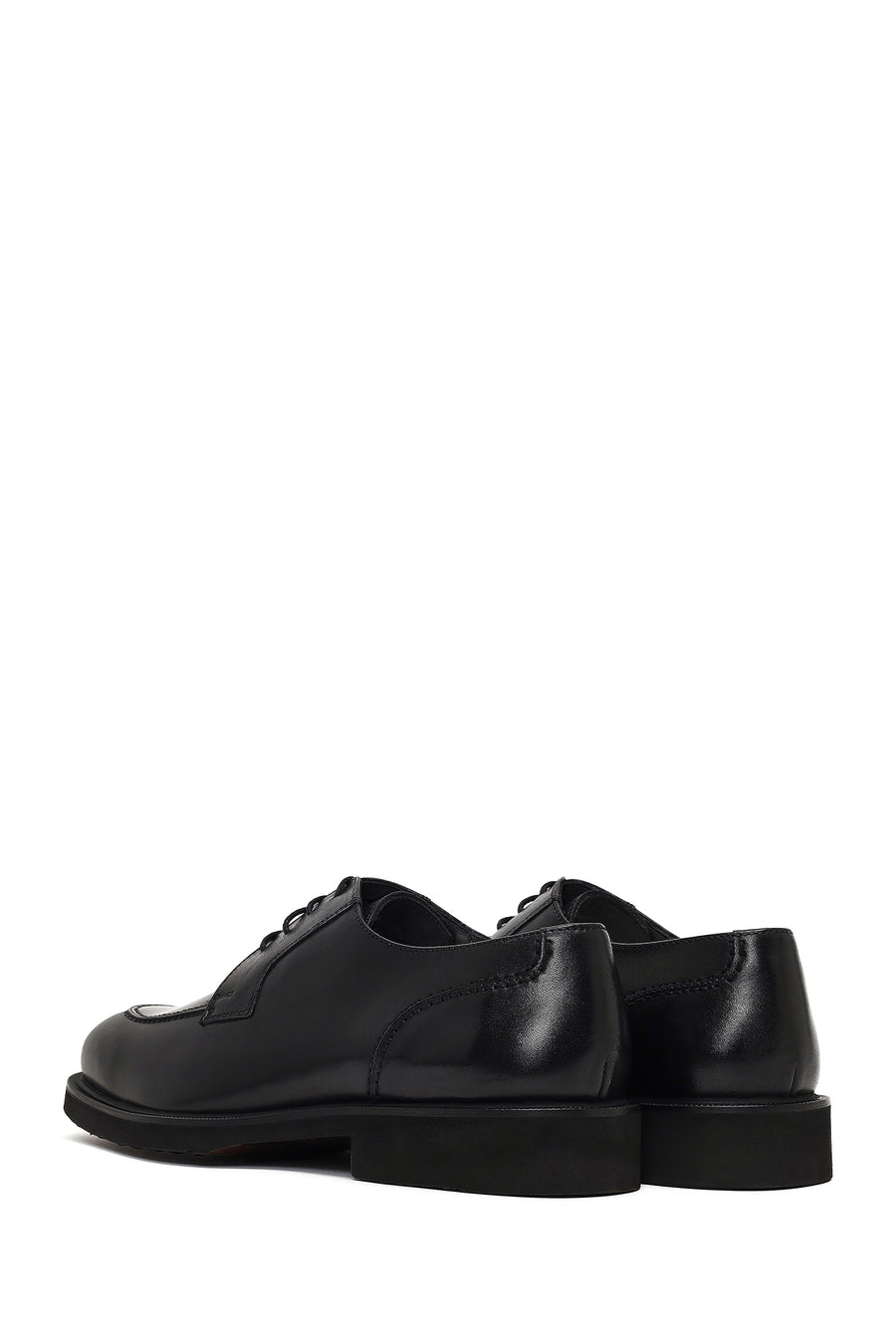 Men's Black Lace-Up Leather Casual Shoes
