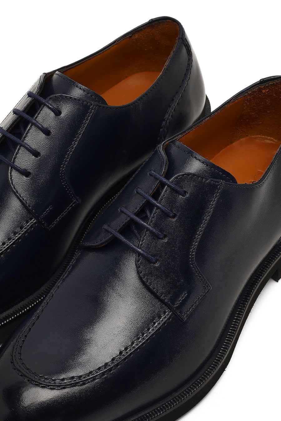 Men's Navy Blue Lace-up Leather Casual Shoes