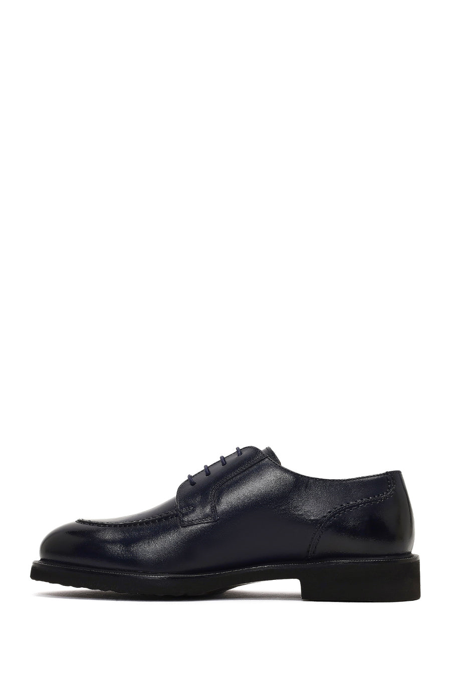 Men's Navy Blue Lace-up Leather Casual Shoes