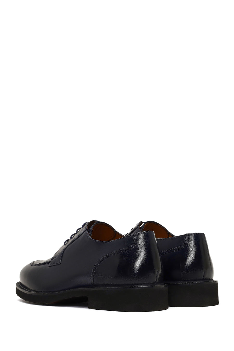 Men's Navy Blue Lace-up Leather Casual Shoes