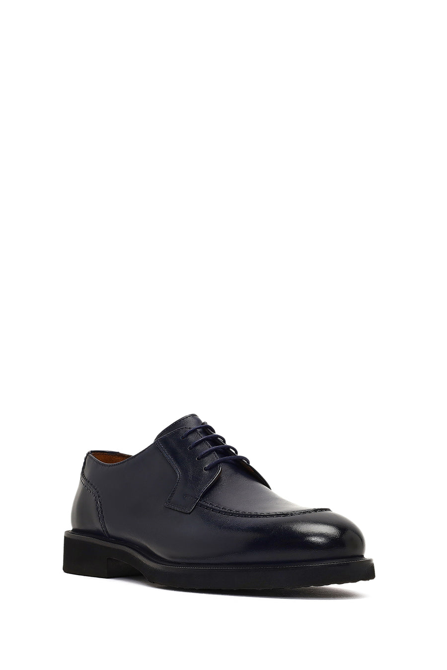 Men's Navy Blue Lace-up Leather Casual Shoes