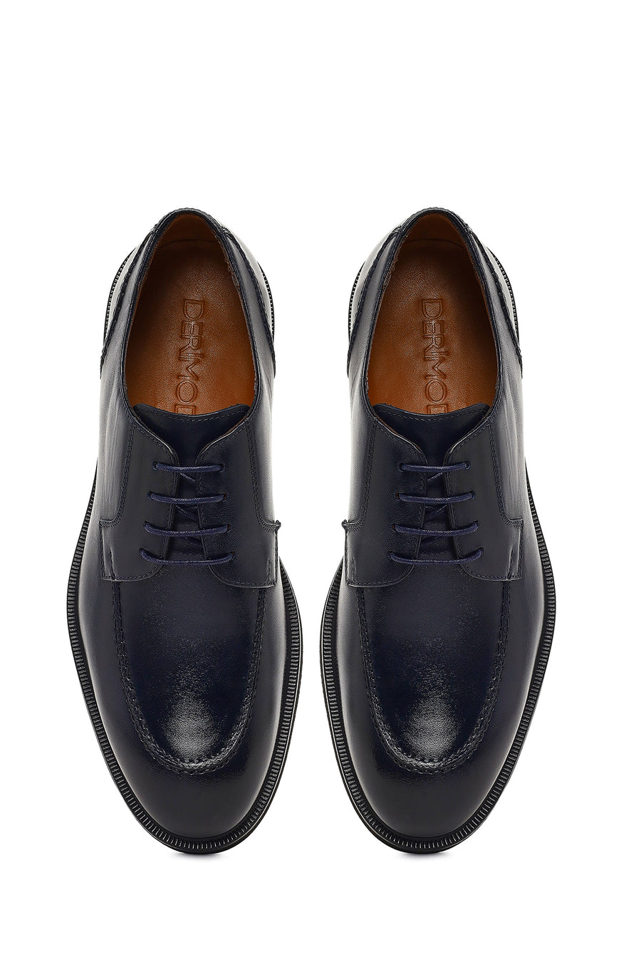 Men's Navy Blue Lace-up Leather Casual Shoes