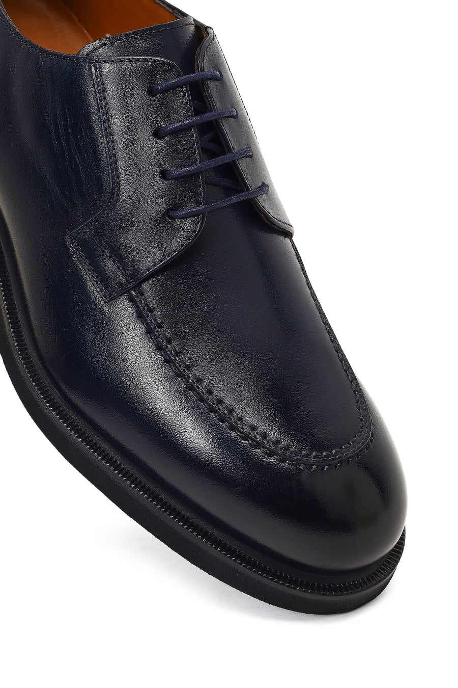 Men's Navy Blue Lace-up Leather Casual Shoes