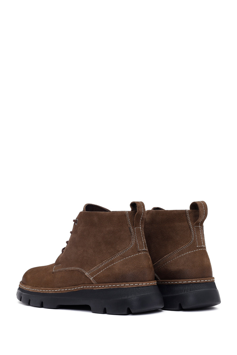 Men's Brown Lace-up Nubuck Leather Casual Boot