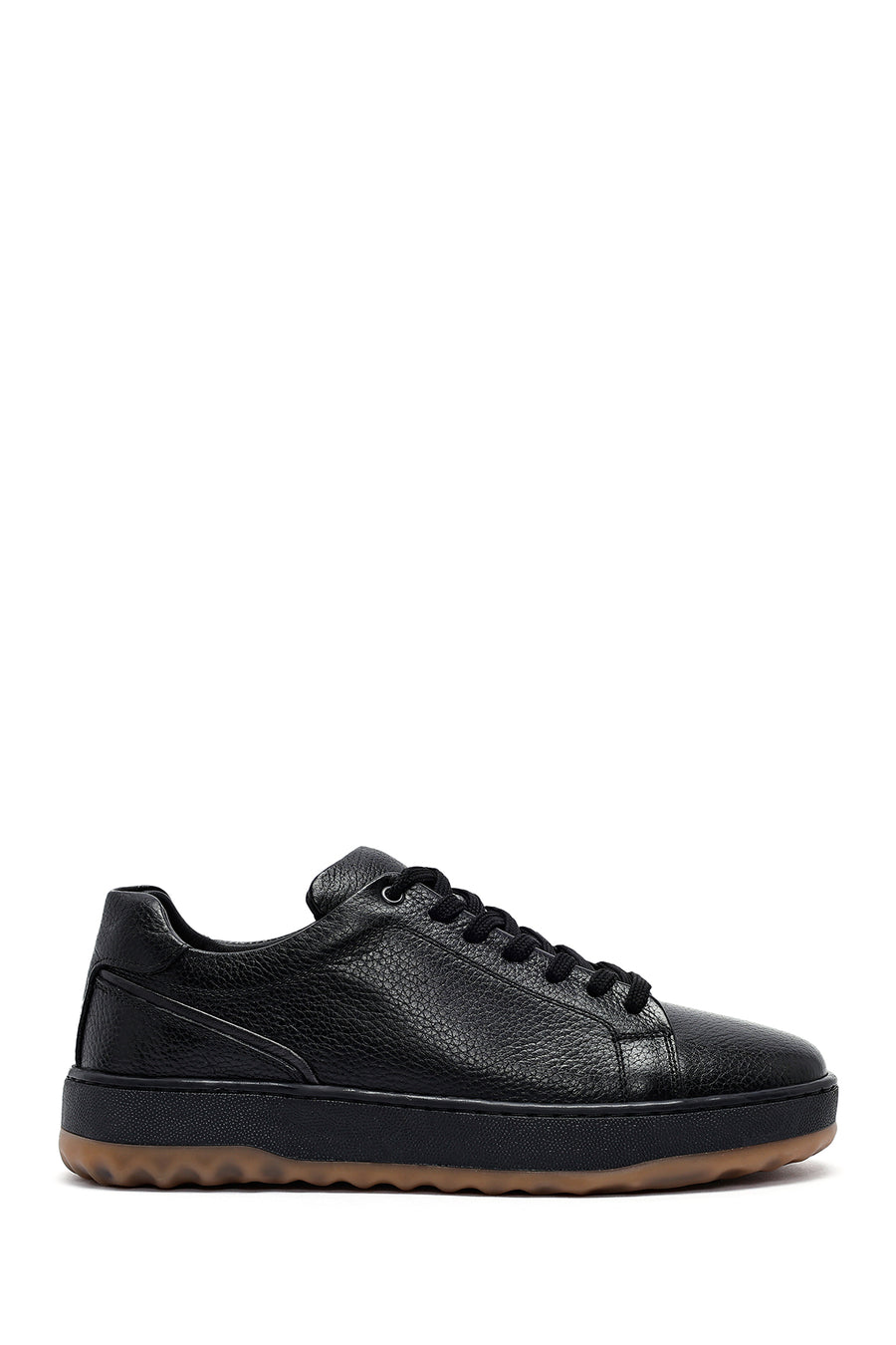 Erkek Siyah Bağcıklı Kalın Tabanlı Deri Sneaker 25WFD7602FT | Derimod