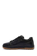 Erkek Siyah Bağcıklı Kalın Tabanlı Deri Sneaker | Derimod