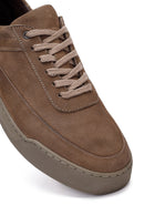 Men's Beige Lace-Up Nubuck Leather Sneakers | Derimod
