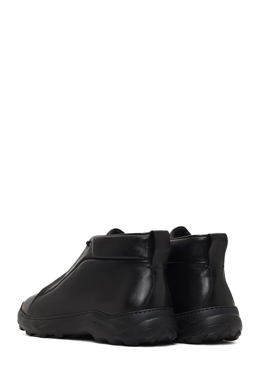 Men's Black Lace-Up Thick-Soled Leather Casual Boot